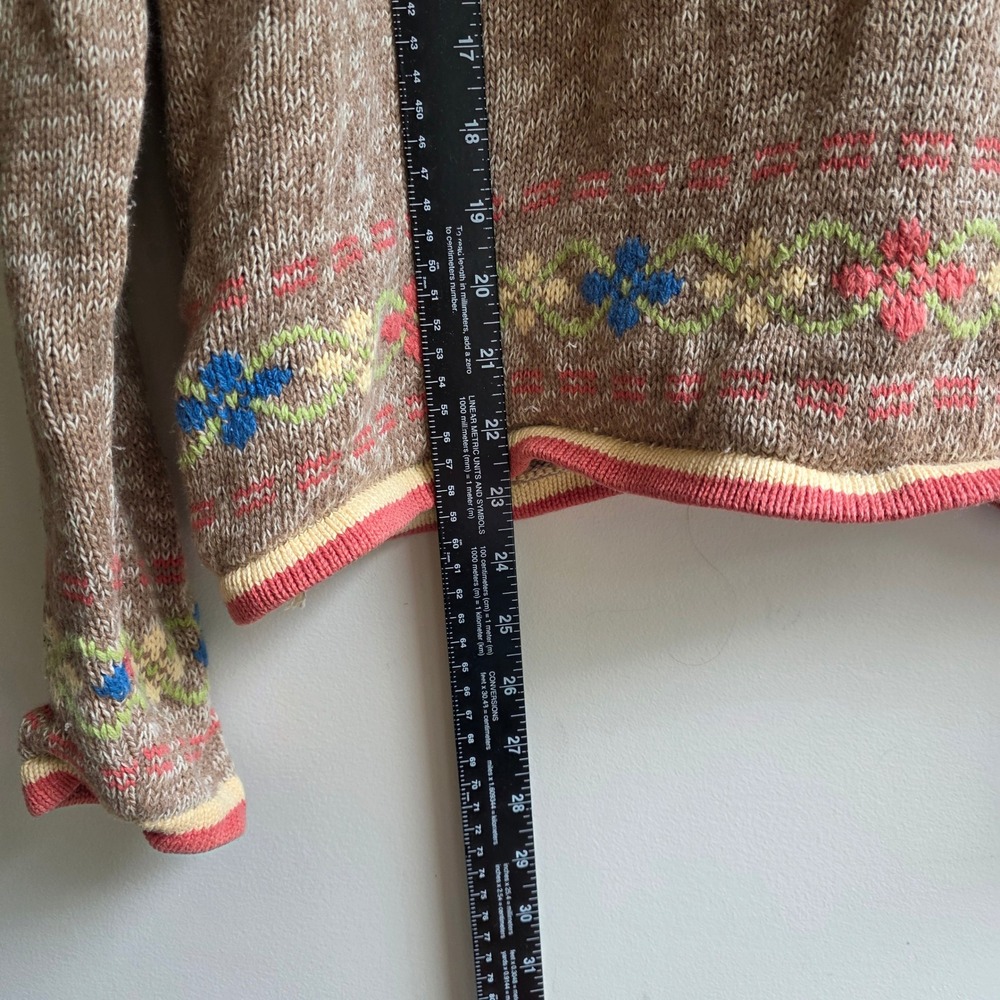 Christopher & Banks Vintage Y2K 2003 Floral Hand Embroidered Sweater Brown Med - Picture 6 of 7